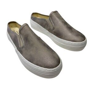 Studio 1886 Womens Metallic Taupe Slip-On Sneakers Size 8